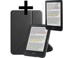 Hoes Geschikt voor Kobo Clara Colour - E-reader Bescherm Hoesje Case Sleep Cover Trifold Met Screenprotector - Hoes Geschikt voor Kobo Clara Colour Hoesje - Zwart