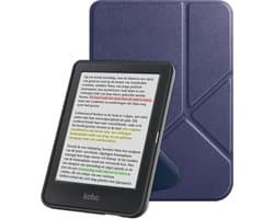 Hoes Geschikt voor Kobo Clara Colour Hoesje Bookcase Cover Book Case Hoes Sleepcover Trifold - Donkerblauw