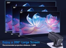 Nieuwe Collectie Mini Draagbare Auto Keystone Projector - Native 1080P Smart Projector - 4K FHD Ondersteuning - 10000 Lumen - WiFi 6 - BT 5.0 - 180 Graden Rotatie - Ingebouwde Android 11.0 Beamer — thumbnail 3