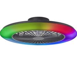 Brilliant Salerno - Plafondventilator - Met verlichting - LED 48W - 3000K-6500K - 58cm - Dimbaar - Zwart - Zeer stil