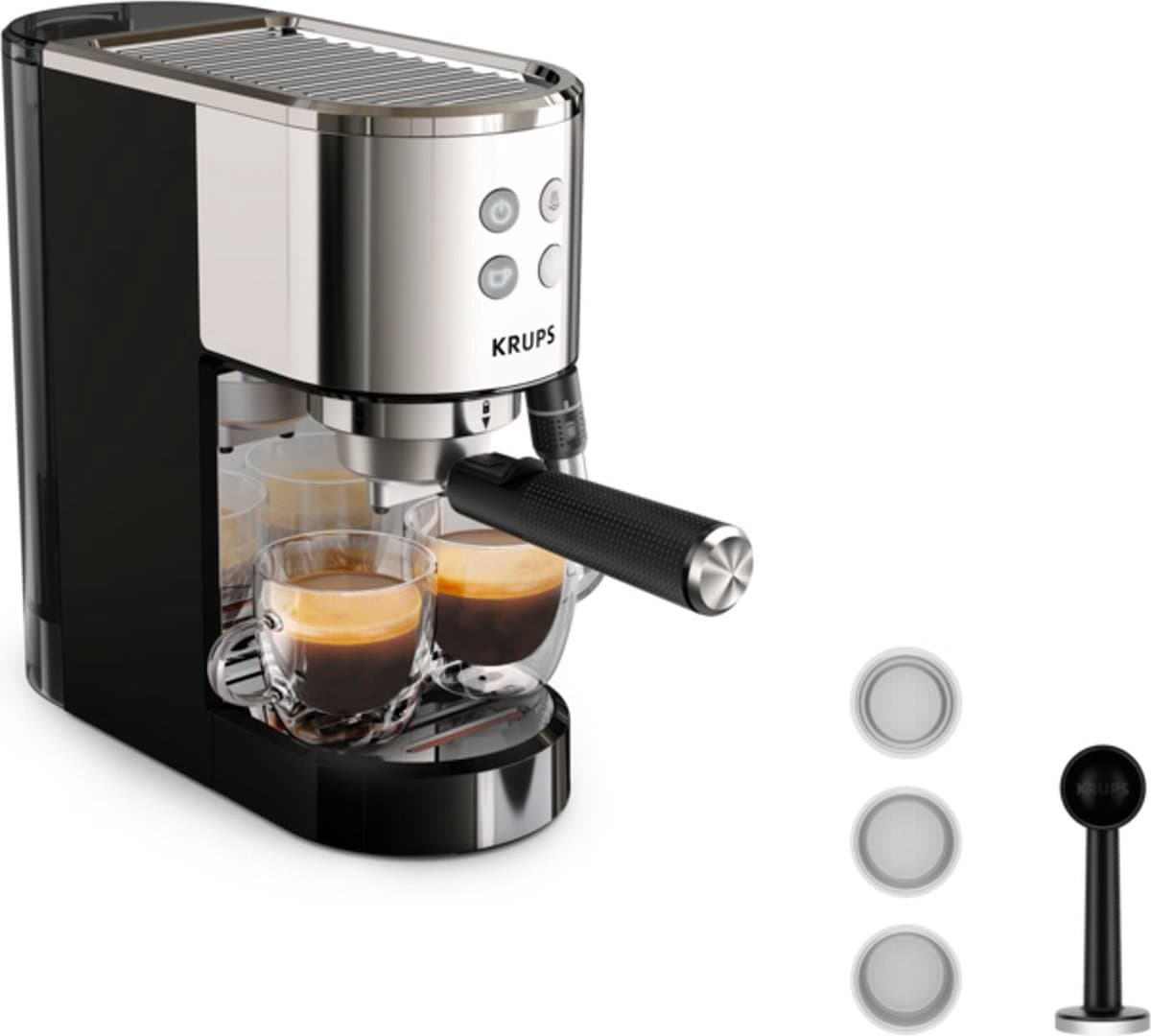 15 bar RVS/zwart espressomachine - krups - XP444C10 — afbeelding 1