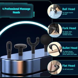 Diepe Weefsel Lichaamsmassage-Apparaat met U-Vormig Verlenghandvat - Draadloos Massagepistool voor Rugmassage en Pijnverlichting — thumbnail 5