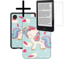Hoes Geschikt voor Kobo Clara BW Hoesje Bookcase Cover Hoes Met Screenprotector - Hoesje Geschikt voor Kobo Clara BW Hoes Cover Case - Eenhoorn