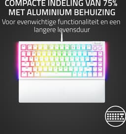 Razer BlackWidow V4 75% - Mechanisch Gaming Toetsenbord - Orange Switch - RGB - Qwerty - Wit — thumbnail 3