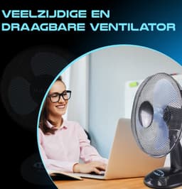 Beper P206VEN240 - Tafelventilator - Mini Ventilator - Bureau Ventilator - Draagbare Ventilator - Stille Ventilator Tafelventilator Ø 40 cm - Ventilator - Zwart — thumbnail 4