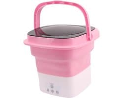 Opvouwbare Draagbare Mini Wasmachine - Huishoudelijk Gebruik - Multifunctioneel - Afvoerpijp Adapter - Babykleertjes - Roze en Wit - Mini wasmachine