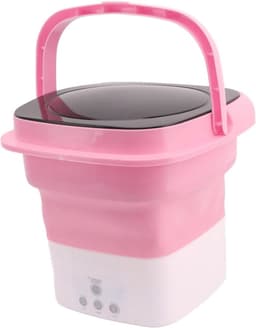Opvouwbare Draagbare Mini Wasmachine - Huishoudelijk Gebruik - Multifunctioneel - Afvoerpijp Adapter - Babykleertjes - Roze en Wit - Mini wasmachine — thumbnail 1
