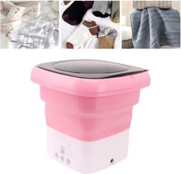 Opvouwbare Draagbare Mini Wasmachine - Huishoudelijk Gebruik - Multifunctioneel - Afvoerpijp Adapter - Babykleertjes - Roze en Wit - Mini wasmachine — thumbnail 5