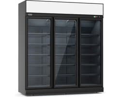 Combisteel Koelkast - 1530L - Zwart - 0°C/+10°C - Geforceerd - 3 Draaideuren - Wielen - 1880x710x2092mm - Horeca Koelkast