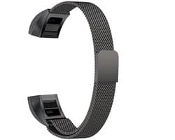 By Qubix - Compatible Fitbit bandje - Geschikt voor Fitbit Alta HR - Milanese bandje - Maat: Small - Zwart Smartwatch bandje