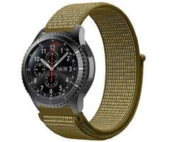Nylon Smartwatch bandje - Geschikt voor  Samsung Galaxy Watch 46mm nylon band - olijf - Horlogeband / Polsband / Armband