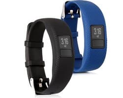 kwmobile 2x horlogebandjes geschikt voor Garmin Vivofit 4 bandje - Smartwatch bandjes van TPU - Activity tracker horloge band in zwart / donkerblauw