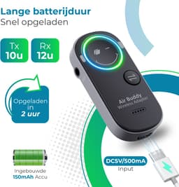Caliber Airbuddy Pro Bluetooth Receiver & Bluetooth Transmitter - 2 in 1 - Gebruik je eigen draadloze koptelefoon in het vliegtuig - Bluetooth Ontvanger & Bluetooth Zender (PMR206BT) — thumbnail 3