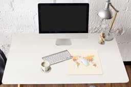 Muismat XXL 40x40 cm - Bureau onderlegger - Bureau mat Wereldkaart - Realistisch - Beige - Bureaumat - Gaming mousepad xl - Bureaulegger groot - Computer deskmat — thumbnail 5