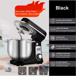 Keukenmixer - Keukenmachine - Foodprocessor - Keukenrobot - LED Display - 6 Snelheden - 1200W - Stil DC-Motor - Elektrische Foodmixer - Zwart — thumbnail 5