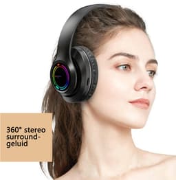 KINSI Draadloze Bluetooth-headset, over-ear gaming-hoofdtelefoon met achtergrondverlichting, Bedrade headset, RGB-ruisonderdrukking — thumbnail 4
