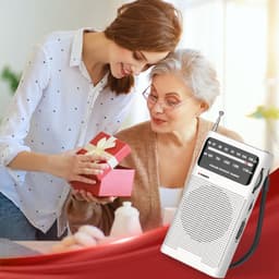 AM/FM-radio draagbaar voor thuis en buiten, transistorradio op 2AA-batterijen met langeafstandsontvangst, luidspreker, transistorantenne, oortelefoonaansluiting, kleine geschenken voor senioren, ouderen - wit — thumbnail 5