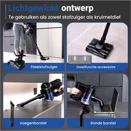 Saaf G80M Steelstofzuiger met Dweilfunctie - 8-delige set met Buigbare Steel - 22Kpa - Stofzuiger zonder Zak - 150W - Draadloos - Zwart — thumbnail 4