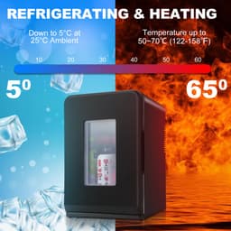 Mobiele Mini koelkast - 15 Liter - Koelen & Verwarmingsfunctie - AC DC 220-240V/12V Auto Aansluiting - 2 in 1 Draagbaar - Zwarte Glazen Deur - Mini Beauty Fridge - Skincare, Medicijnen, Eten, Drinken — thumbnail 4