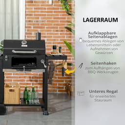 Premie Houtskool barbecue - Smoker Barbecue - Grilloppervlak 54x42cm - BBQ voor buiten, tuin - Zwart — thumbnail 4