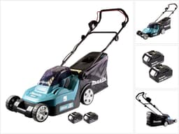 Makita DLM 432 T2 accu grasmaaier 36 V ( 2x 18 V ) 43 cm borstelloos + 2x accu 5.0 Ah - zonder lader — thumbnail 1