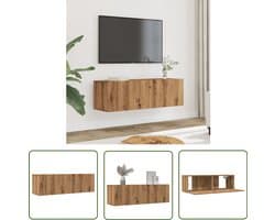 vidaXL Wandmontage - Tv Meubel - Tv-meubels 2 st wandgemonteerd 100x30x30 cm artisanaal eiken - Houten Tv Kast - Opbergruimte - Televisie Unit