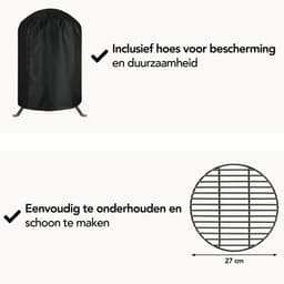 Aviro Kamado BBQ Egg - 13 Inch - Inclusief Hoes - Houtskoolbarbecue - Ø 27 CM - Zwart — thumbnail 4