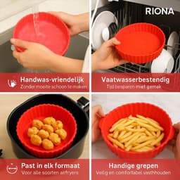 Riona Airfryer bakvorm 7stuks silicone -ovenschaal-Heteluchtoven set 6+1 stuks - rood -accesoires airfryer - cupcakes - Black Friday acties - Cyber Monday deal — thumbnail 2
