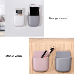 Telefoonhouder stopcontact - 6 Stuks - Afstandsbediening Houder - Opbergdoos voor wandmontage - organizer aan de muur - Muurhouder - Telefoon wandhouder - ABS - Zelfklevende - wand organizer - 2.5 x 8 x 11.5 cm — thumbnail 5