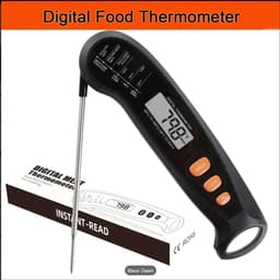 Vleesthermometer Zwart - Digitale Vleesthermometer- Voedselthermometer Voor Koken, Bakken, Vloeistoffen, Snoep, Grillen, BBQ, Airfryer, Keukenaccessoires — thumbnail 1