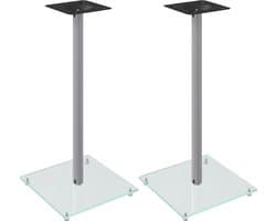 vidaXL - Luidsprekerstandaards - 2 - st - 1 - pijler - gehard - glas - zilverkleurig