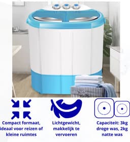 Klein en Efficiënte Mini Wasmachine met Dubbele Trommel, Centrifuge en Droogzwierder - Perfect voor Camping, Kleine Ruimtes en Reizen — thumbnail 5