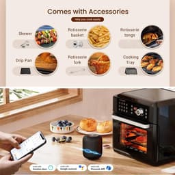 Jemaison® Mini oven vrijstaand - Oven - Heteluchtfriteuse - App bestuurbaar - Zwart - 35-205°C - 15L - 1700W — thumbnail 5