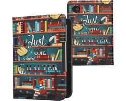 kwmobile e-reader hoesje geschikt voor Kobo Clara BW / Colour hoes - E reader flip case met magneetsluiting - Ereader cover - bibliotheek design in meerkleurig