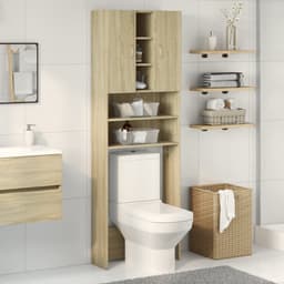 Wasmachine ombouw - Kast - Opbouwmeubel - Verhoger - Wasmachine meubel - Opbergkast - Hout - 64x25,5x190 cm - Sonoma Eiken — thumbnail 3