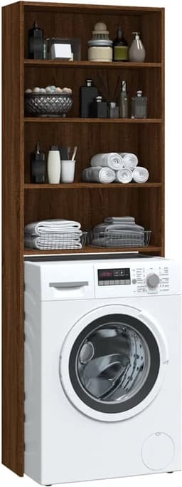Wasmachine ombouw - Kast - Opbouwmeubel - Verhoger - Wasmachine meubel - Opbergkast - Hout - Bruin Eiken — thumbnail 5