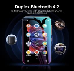 Mp3 speler met Bluetooth, 72.GB, 4.0-inch mp3-mp4-speler met volledig touchscreen met WiFi-overdracht, draagbare HiFi Sound Walkman digitale muziekspeler met FM-radio, recorder, browser (zwart) — thumbnail 3