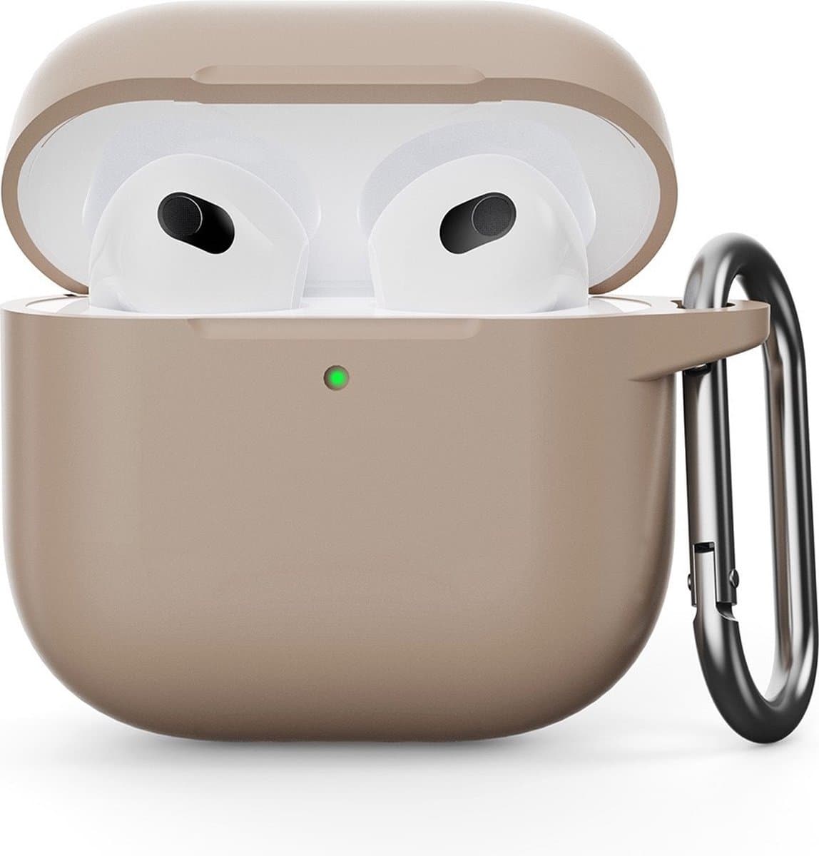 Coverup Hoesje - Geschikt voor AirPods 4 Hoesje - Coverup Siliconen AirPods Case met Sleutelhanger - Zand — afbeelding 1