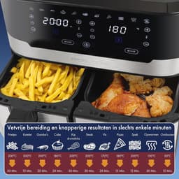 Hete Lucht Friteuse 9 Liter met Dubbele Kamer - XXL Frituurpan met Touchscreen en 9 Programma's — thumbnail 6