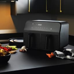 Equivera Dubbele Airfryer - Dubbele Mand - Dual Cook - Heteluchtfriteuse - Verschillende Programma's - Dual Zone - Mega — thumbnail 5