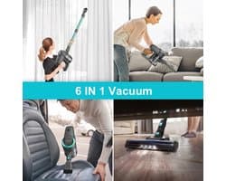 Steelstofzuiger - 6-in-1 Steelstofzuiger - Lichtgewicht - Draadloze stofzuiger voor Auto en Trap - Stofzuiger voor dierenhaar, laminaat, tegel en tapijt