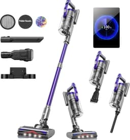 Steelstofzuiger zonder zak op accu - Vacuum cleaner - Steelstofzuigers draadloos met 4 verschillende opzetstukken - 38 kPa/450 W - Donker blauw — thumbnail 1