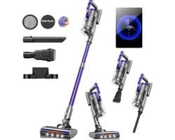 Steelstofzuiger zonder zak op accu - Vacuum cleaner - Steelstofzuigers draadloos met 4 verschillende opzetstukken - 38 kPa/450 W - Donker blauw