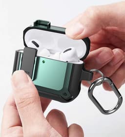 Telestore - Hoesje geschikte voor AirPods 4 - TPU hybride hoesje Beschermhoes - Shockproof AirPods 4 Cover - AirPods 4 Hoesje - Geschikt voor Apple Airpods 4 - blauw - hard en TPU cover met sleutelhanger — thumbnail 2