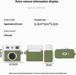 Telestore - hoesje geschikt voor AirPods 5 en AirPods 4 soft case cover - retro camara fototoestel - TPU hoesje Beschermhoes - AirPods 5 en 4 Cover - AirPods 5 / 4 hoesje - Geschikt voor Apple AirPods 5 en AirPods 4 - gel hoesje — thumbnail 2