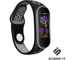 Siliconen Smartwatch bandje - Geschikt voor Xiaomi Mi Band 5 / 6 sport bandje - zwart/grijs - Strap-it Horlogeband / Polsband / Armband