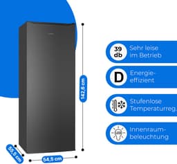 Bomann VS 7363 – Kastmodel Koelkast zonder vriesvak – 143 cm hoog - 242 Liter – Energieklasse D – Stil (39dB) - Dark Inox look — thumbnail 3