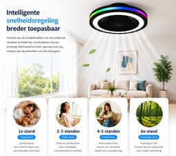 Slimme Plafondventilator met Lamp 50cm - RGB LED Verlichting - Dimbaar - App Bediening - Afstandsbediening - Google Home & Alexa - 6 Snelheden - Stille Ventilator voor Slaapkamer en Woonkamer — thumbnail 3
