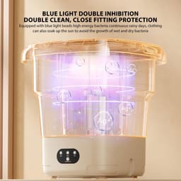 Cosensi - Vouwbare Wasmachine - Mini Wasmachine - Hoogwaardige Diepreiniging - Khaki - 9 Liter - Geschikt voor Appartementen - Portable Wasmachine — thumbnail 4