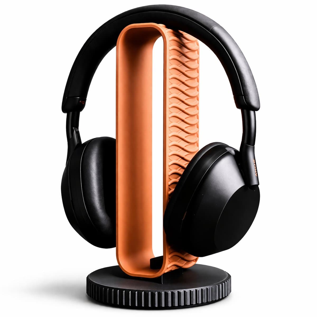 Minimalistische Koptelefoon Standaard – Modern Design Headphone Stand – Bureau Organizer – Stijlvolle Headset Houder – Gaming & Office Accessoire – Compact & Stevig – Zwart / Hout Look — afbeelding 1